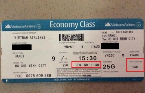 Seq trên vé máy bay nghĩa là gì